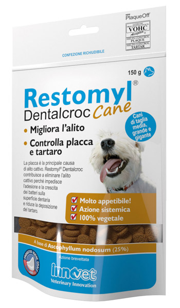 RESTOMYL DENTALCROC CANI TAGLIA MEDIA GRANDE E GIGANTE BUSTA 150 G - Fontenova srl