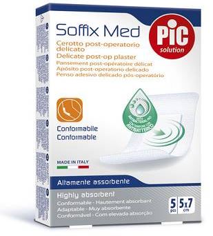 CEROTTO PIC SOFFIX MED IN TNT CON TAMPONE CENTRALE ASSORBENTE STERILE MONOUSO 5X7 CM ANTIBATTERICO 5 PEZZI - Fontenova srl