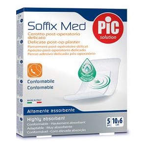 CEROTTO PIC SOFFIX MED IN TNT CON TAMPONE CENTRALE ASSORBENTE STERILE MONOUSO 10X6 CM ANTIBATTERICO 5 PEZZI - Fontenova srl