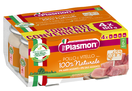 PLASMON OMOGENEIZZATO POLLO VITELLO 4 PEZZI 80 G - Fontenova srl