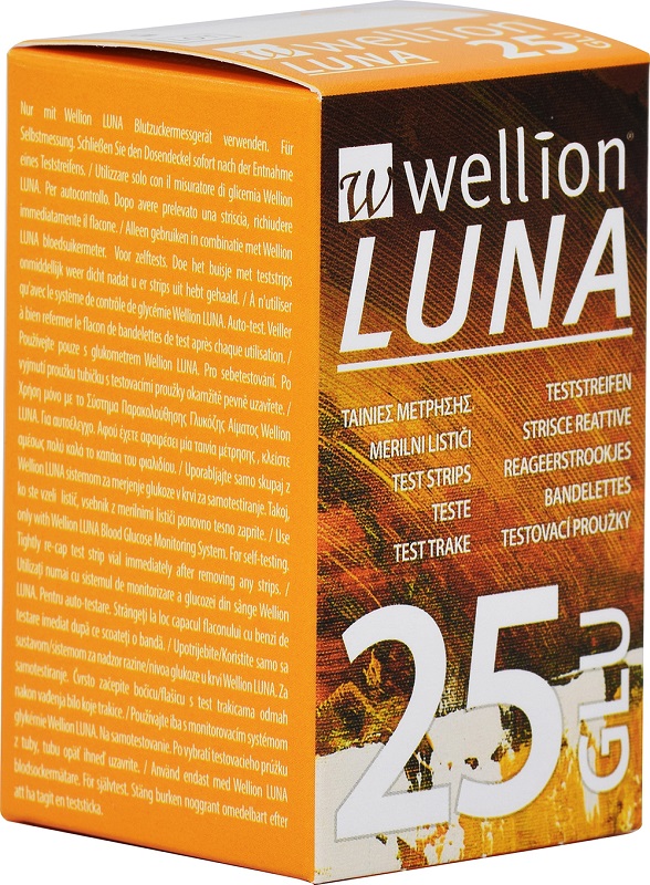 WELLION LUNA 25 STRIPS STRISCE PER MISURAZIONE GLICEMIA - Fontenova srl