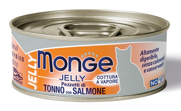 MONGE NATURAL QUALITY GATTO MONGE JELLY PEZZETTI DI TONNO BONITO/SALMONE 80 G - Fontenova srl
