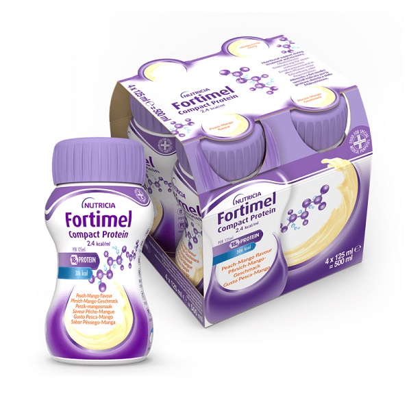 NUTRICIA FORTIMEL COMPACT PROTEIN GUSTO PESCA E MANGO 4 BOTTIGLIE DA 125 ML - Fontenova srl