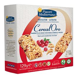 PIACERI MEDITERRANEI CEREALORO BARRETTA DI RISO CON MAIS E MIRTILLI ROSSI 6 PEZZI DA 21,5 G - Fontenova srl
