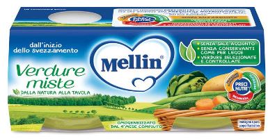 MELLIN OMOGENEIZZATO VERDURE MISTE 2 X 80 G - Fontenova srl