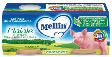 MELLIN OMOGENEIZZATO MAIALE CON VERDURE 2 PEZZI X 80 G - Fontenova srl