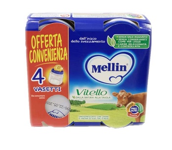 MELLIN OMOGENEIZZATO VITELLO 4 PEZZI X 80 G - Fontenova srl