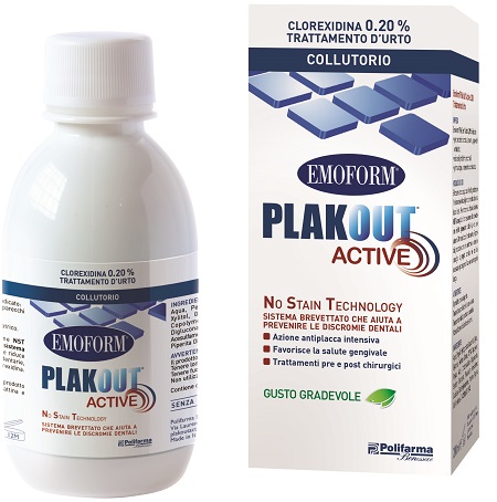 EMOFORM PLAK OUT ACTIVE CLOREXIDINA 0,20% COLLUTORIO 200 ML - Fontenova srl
