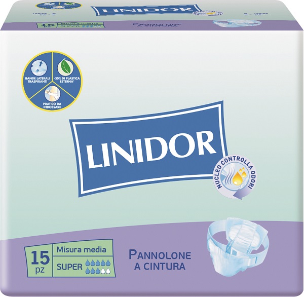 PANNOLONE LINIDOR SUPER PANNOLINO A CINTURA MM 15 PEZZI - Fontenova srl