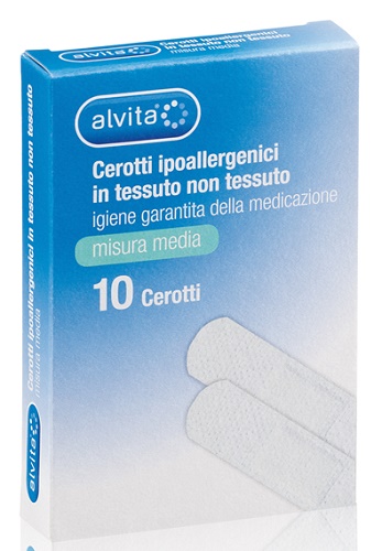 ALVITA CEROTTO IN TESSUTO NON TESSUTO ESTENSIBILE BIANCO CON TAMPONE ANTISETTICO MEDIO 10 PEZZI - Fontenova srl