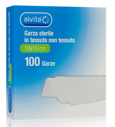 ALVITA GARZA STERILE IN TESSUTO NON TESSUTO 10X10CM 100 PEZZI - Fontenova srl