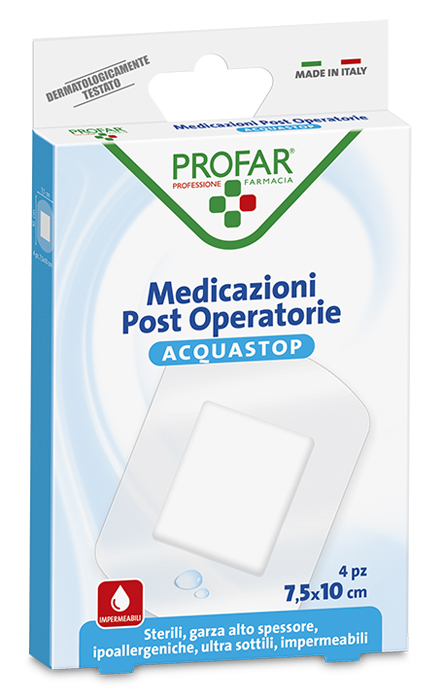 ACQUASTOP MEDICAZIONE POST OPERATORIA 7,5X10 CM PROFAR MED 4 PEZZI - Fontenova srl