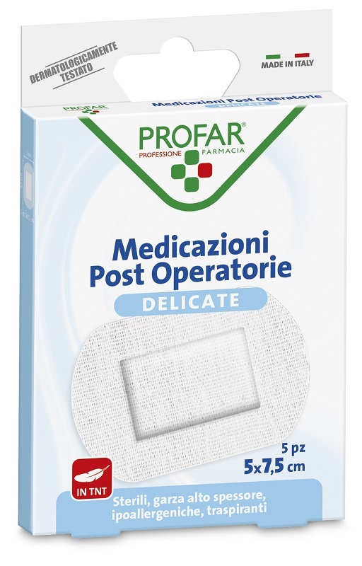 MEDICAZIONE POST OPERATORIA STERILE GARZA ANTIADERENTE 5X7,5 CM 5 PEZZI PROFAR - Fontenova srl