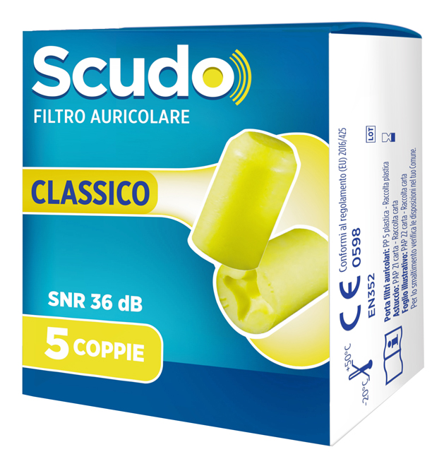 SCUDO FILTRO AURICOLARE CLASSICO SNR 36 DB 7-12MM 5 PAIA - Fontenova srl