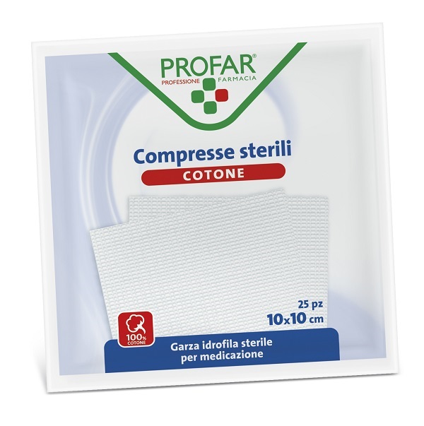GARZA IDROFILA PROFAR COMPRESSA STERILE 10X10 CM 25 PEZZI - Fontenova srl