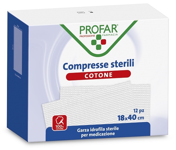 GARZA IDROFILA PROFAR COMPRESSA STERILE 18X40 CM 12 PEZZI - Fontenova srl