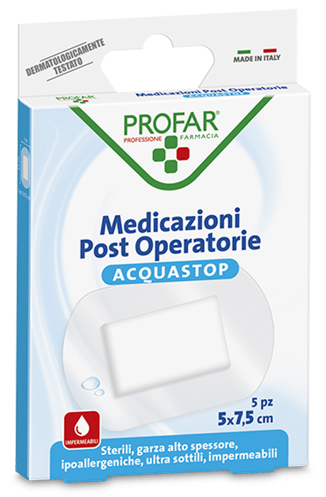 ACQUASTOP MEDICAZIONE POST OPERATORIA 5X7,5 CM PROFAR MED 5 PEZZI - Fontenova srl