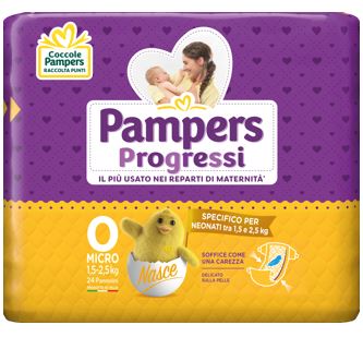 PAMPERS PROGRESSI MICRO PANNOLINI PER BAMBINI 24 PEZZI - Fontenova srl