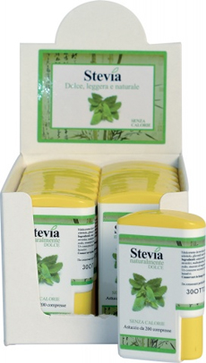 STEVIA EDULCORANTE 200 COMPRESSE DISPLAY CONTENENTE 14 DISPENSER - Fontenova srl