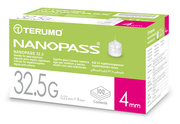 AGO PER PENNA DA INSULINA NANOPASS 32,5 GAUGE LUNGHEZZA 4 MM 100 PEZZI - Fontenova srl