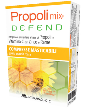 PROPOLI MIX DEFEND 30 COMPRESSE MASTICABILI GUSTO ARANCIA - Fontenova srl