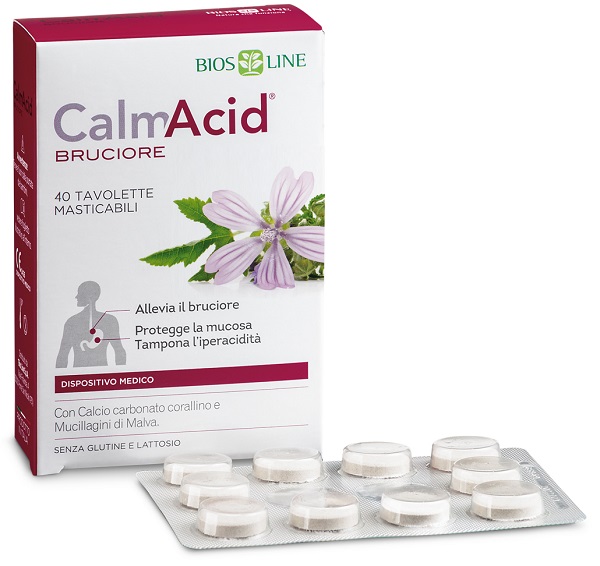BIOSLINE CALMACID BRUCIORE 40 TAVOLETTE MASTICABILI - Fontenova srl