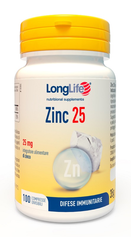 LONGLIFE ZINC 25 MG 100 COMPRESSE DIVISIBILI - Fontenova srl