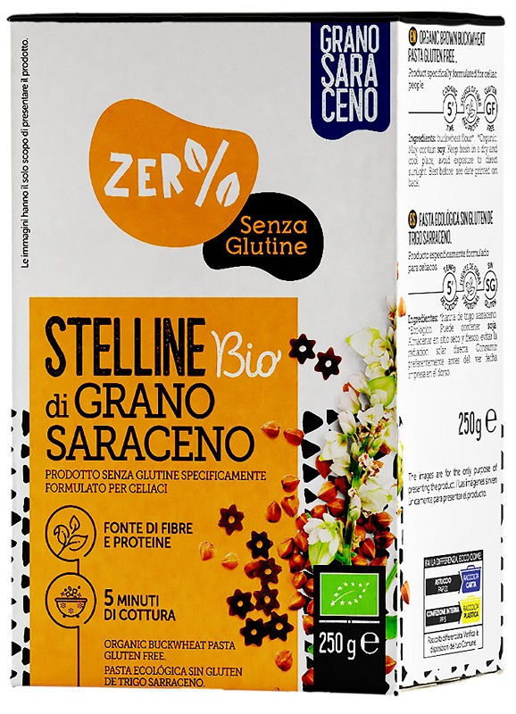 ZERO% GLUTINE STELLINE GRANO SARACENO INTEGRALE SENZA GLUTINE BIO 250 G - Fontenova srl