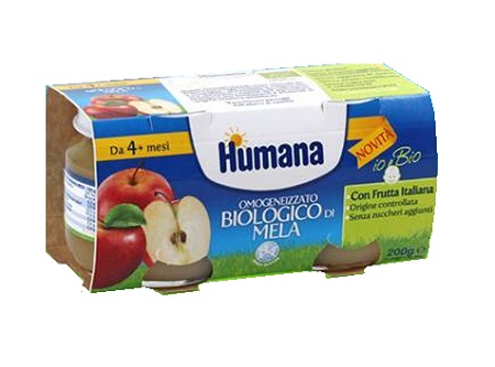 HUMANA OMOGENEIZZATO MELA BIO 2 VASETTI 100G - Fontenova srl