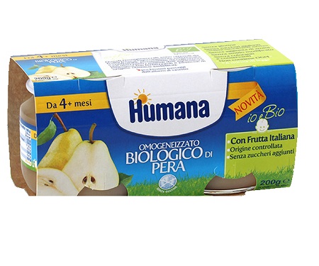 HUMANA OMOGENEIZZATO PERA BIO 2 VASETTI 100 G - Fontenova srl