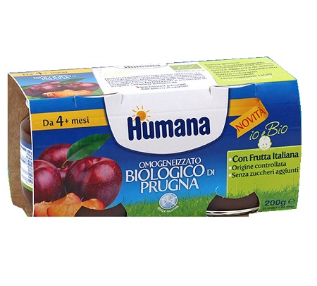 HUMANA OMOGENEIZZATO PRUGNA BIO 2 VASETTI 100 G - Fontenova srl