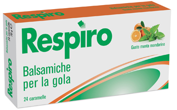 CARAMELLE BALSAMICHE PER LA GOLA RESPIRO GUSTO MENTA MANDARINO 24 PEZZI - Fontenova srl