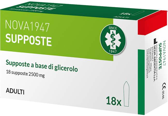 NOVA1947 GLICEROLO 2500MG SUPPOSTE ADULTI 18 PEZZI - Fontenova srl