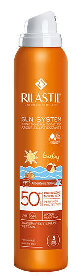 RILASTIL SUN SYSTEM BABY PPT SPF 50+ TRANSPARENT SPRAY WET SKIN 200 ML - Fontenova srl