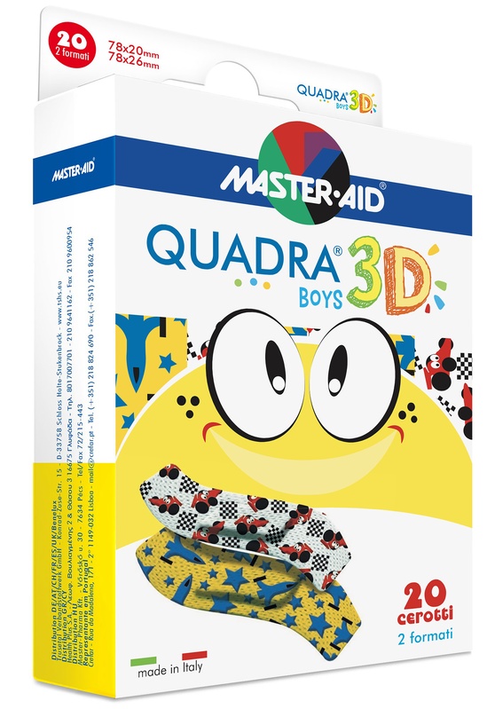 CEROTTO MASTER-AID QUADRA 3D BOYS 20 PEZZI ASSORTITI - Fontenova srl