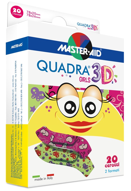 CEROTTO MASTER-AID QUADRA 3D GIRLS 20 PEZZI ASSORTITI - Fontenova srl