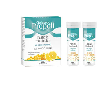 GOLASEPT PROPOLI 24 COMPRESSE MASTICABILI MIELE LIMONE - Fontenova srl