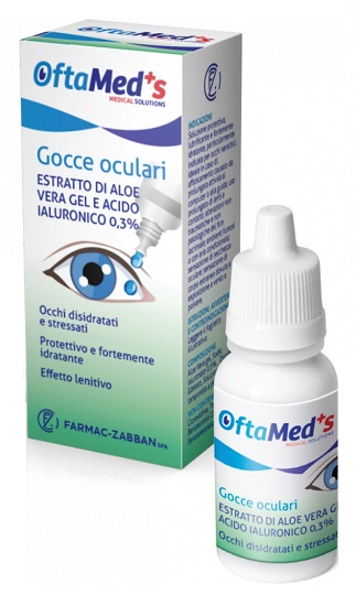 OFTAMED'S GOCCE OCULARI OCCHI DISIDRATATI E STRESSATI ESTRATTO ALOE VERA GEL E ACIDO IALURONICO 0,3% 10 ML - Fontenova srl