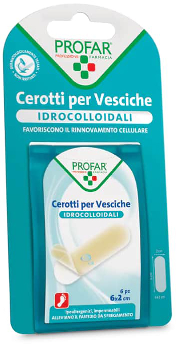 CEROTTO VESCICHE IDROCOLLOIDALE PROFAR 6X2 CM 6 PEZZI - Fontenova srl