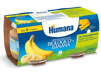 HUMANA OMOGENEIZZATO BANANA BIOLOGICO 2 VASETTI 100 G - Fontenova srl