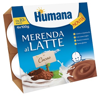 HUMANA MERENDA AL LATTE GUSTO CIOCCOLATO 100 G 4 PEZZI - Fontenova srl