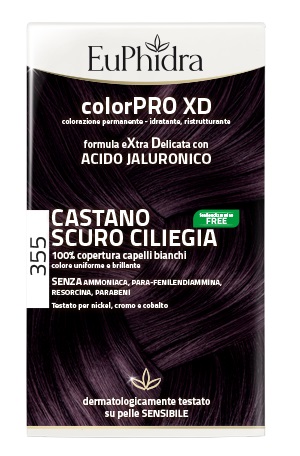 EUPHIDRA COLORPRO XD 355 CASTANO SCURO CILIEGIA GEL COLORANTE CAPELLI IN FLACONE + ATTIVANTE + BALSAMO + GUANTI - Fontenova srl