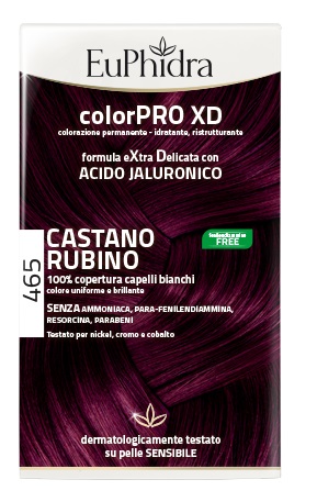 EUPHIDRA COLORPRO XD 465 CAST RUBINO GEL COLORANTE CAPELLI IN FLACONE + ATTIVANTE + BALSAMO + GUANTI - Fontenova srl