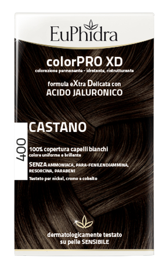 EUPHIDRA COLORPRO XD 400 CASTANO GEL COLORANTE CAPELLI IN FLACONE + ATTIVANTE + BALSAMO + GUANTI - Fontenova srl