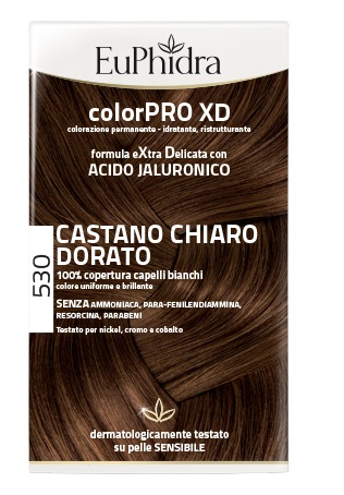 EUPHIDRA COLORPRO XD 530 CASTANO CHIARO DORATO GEL COLORANTE CAPELLI IN FLACONE + ATTIVANTE + BALSAMO + GUANTI - Fontenova srl