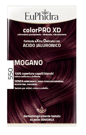 EUPHIDRA COLORPRO XD 550 MOGANO GEL COLORANTE CAPELLI IN FLACONE + ATTIVANTE + BALSAMO + GUANTI - Fontenova srl