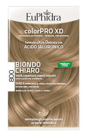 EUPHIDRA COLORPRO XD 800 BIONDO CHIARO GEL COLORANTE CAPELLI IN FLACONE + ATTIVANTE + BALSAMO + GUANTI - Fontenova srl