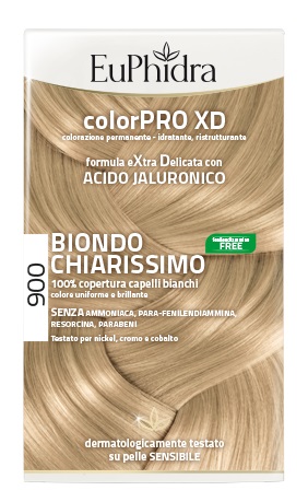 EUPHIDRA COLORPRO XD 900 BIONDO CHIARISSIMO GEL COLORANTE CAPELLI IN FLACONE + ATTIVANTE + BALSAMO + GUANTI - Fontenova srl