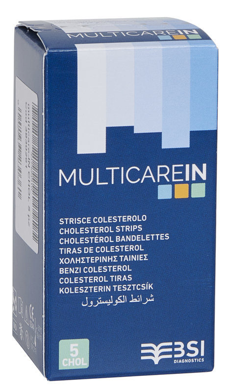 TEST COLESTEROLEMIA MULTICARE IN COLESTEROLO IN STRISCE CON ASPIRAZIONE CAPILLARE 5 PEZZI - Fontenova srl