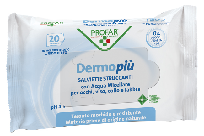 DERMO PIU' SALVIETTINE STRUCCANTI 20 PEZZI PROFAR - Fontenova srl